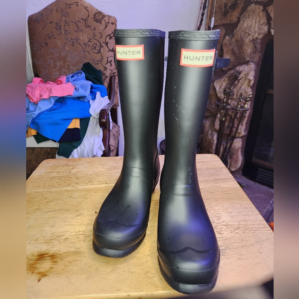 Hunter Kids Boots Black Waterproof Rain Boot Youth Size 4G/3B EU 34